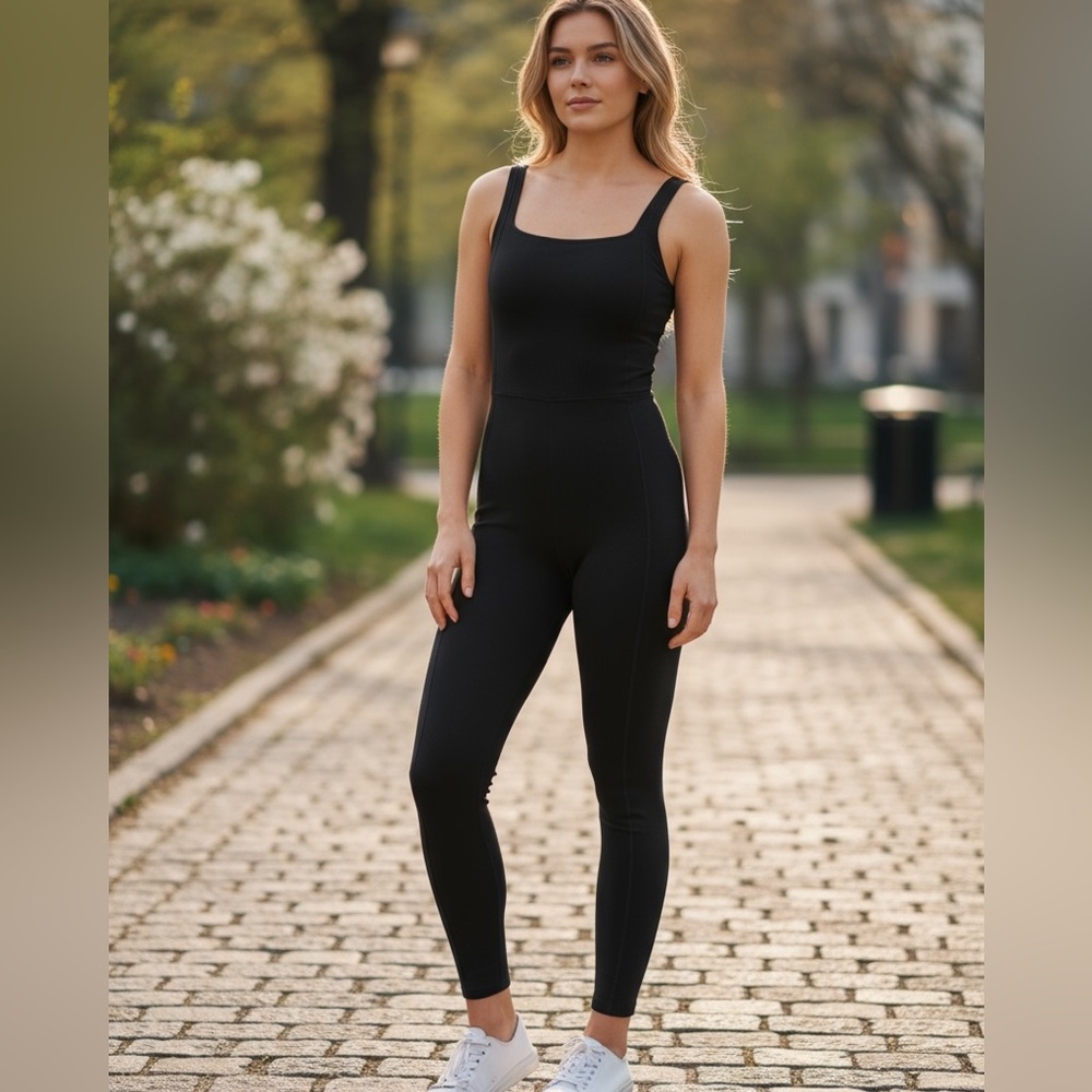 All in motion womens size small seamless bodysuit solid black sleeveless $40 new